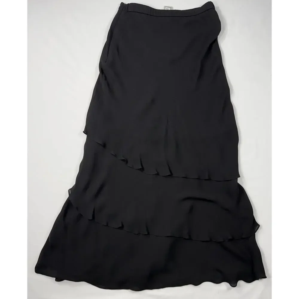 St. John Evening by Marie Gray, VTG Black Layered Silk Chiffon Dress Sz 2 - Picture 7 of 10